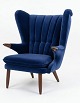 Lundin Antique presents: Stunning, newly upholstered Svend Skipper "Teddy Bear" chair in exquisite blue fabric. ...
