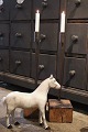 K&Co. presents: Decorative, old Swedish horse in carved wood with white paint and glass eyes...