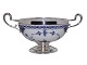 Antik K presents: Blue Fluted Half LaceSugar bowl with silver plate stand and handles from 1890-1905