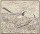 L'Art presents: Johannes Larsen, “Wagtails”, woodcut on paper, listed Danish artist.