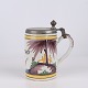Osted Antik & Design presents: Large Kellinghusen Faience Tankard with Horse Decoration and Pewter Lid ...