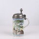 Osted Antik & Design presents: Large Kellinghusen Faience Tankard with Palm Decoration and Pewter Lid 1790–1810 ...