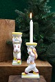 K&Co. presents: Old Aluminia faience candlestick with a gnome holding a weeping dish on his head...