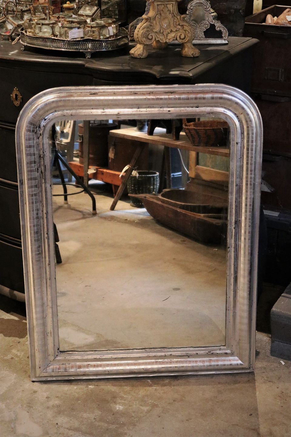 Antique Louis Philippe Silver Mirror, 1800s
