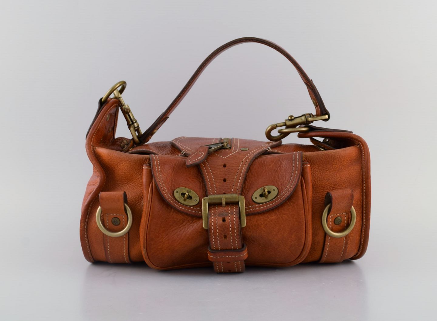 L Art - Mulberry håndtaske kernelæder med messinglåse og s
