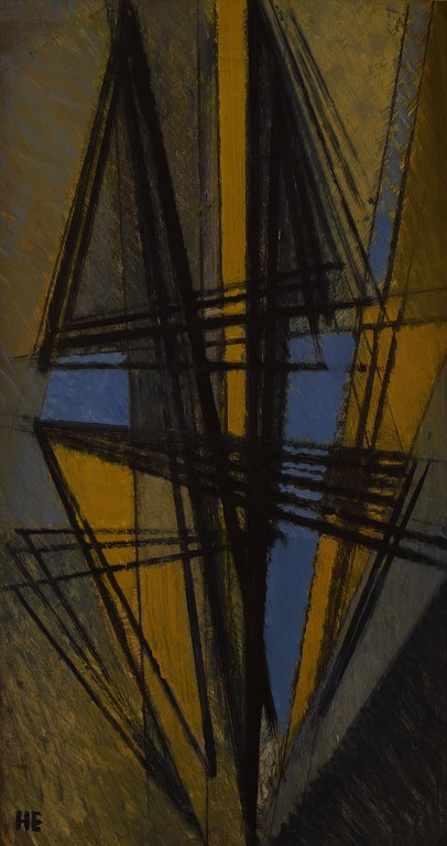 Helge Ernst: f. København 1916, d. Grevinge 1991.
Komposition. 
Olie på plade.