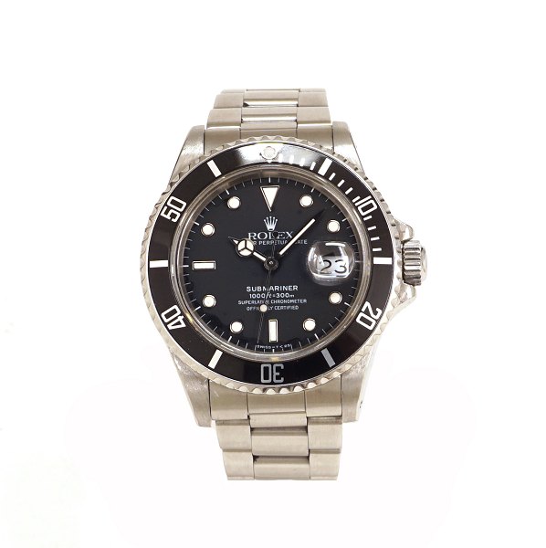 Rolex Submariner stål ref 168000. "Triple zero". Årgang 1988. D:  40mm. Leveres 
med box og certifikat