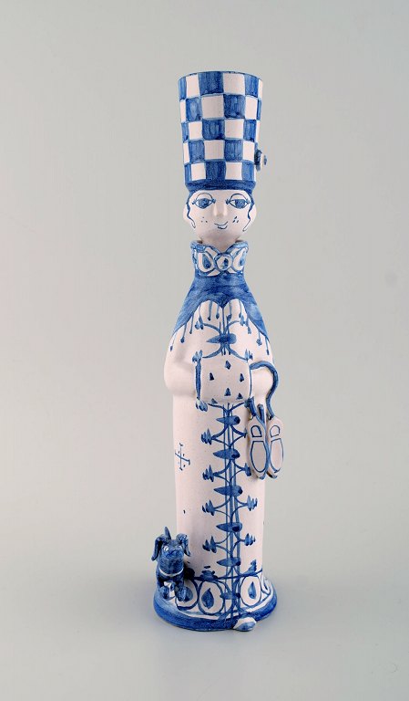 Bjørn Wiinblad unique ceramic figure. "Winter" in blue "Seasons". Signed and 
dated. 1977.
