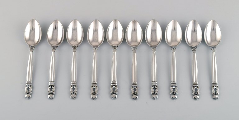 10 store Georg Jensen Konge teskeer i sterlingsølv. 
