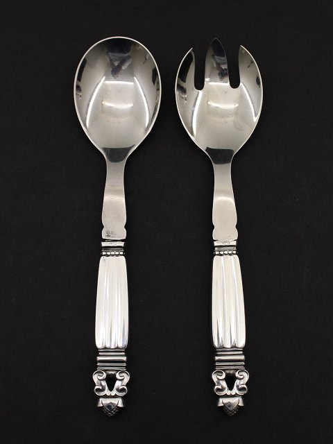 Georg Jensen Konge salat sæt  sterling sølv og stål