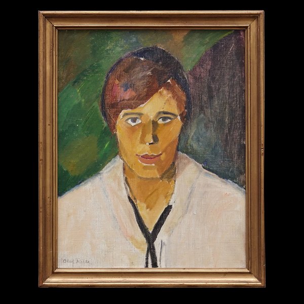 Olaf Rude, 1886-1957, Öl auf Leinen. Frauenporträt. Signiert Olaf Rude. 
Lichtmasse: 56x44cm. Mit Rahmen: 65x53cm