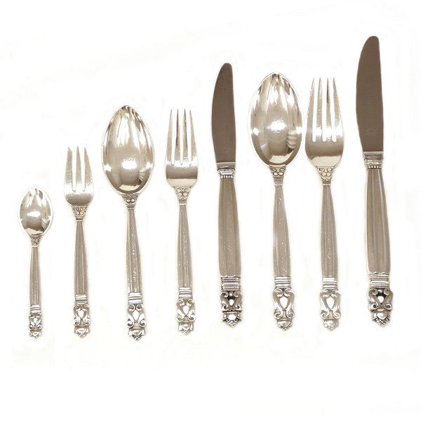 Sterlingsilver Acorn cutlery by Johan Rohde for Georg Jensen for 6 persons. 48 
pieces