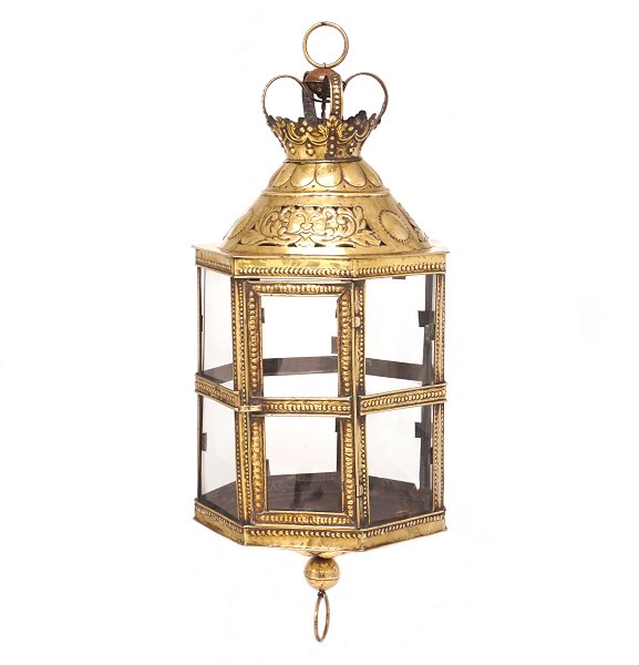 Large Baroque brass latern. Denmark circa 1750. H: 80cm