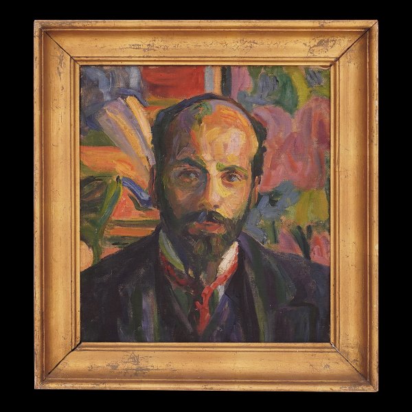 Portrait of the Danish artist Axel P Jensen by Sigurd Swane. oli on canvas. 
Signed. Visible size: 39x35cm. With frame: 51x47cm