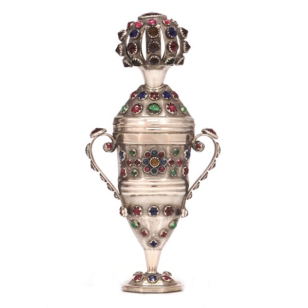 Riechdose von Dethlefsen, Sonderburg, mit 145 Glassteinen. H: 15,6cm