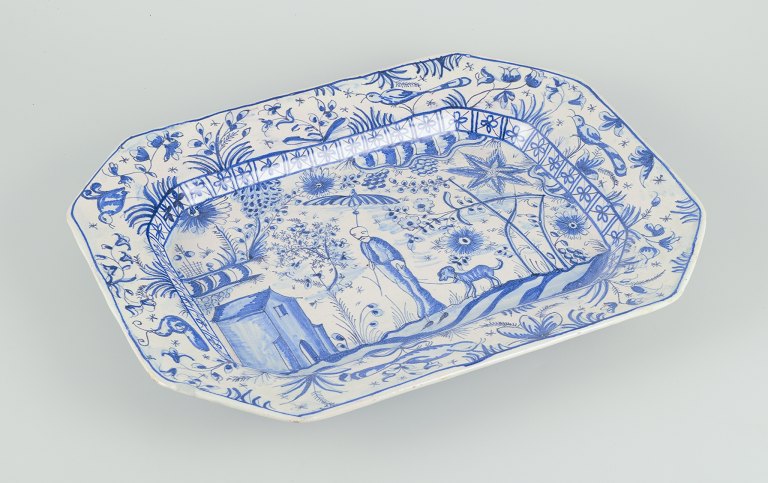 European ceramic dish, octagonal ceramic dish.