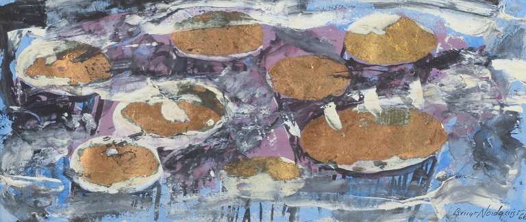 Bengt Nordquist
“Sol-Hjärta – Guld”.
Mixed media på papir, gouache og bladguld.