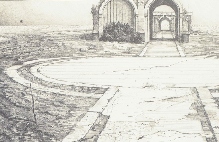 René Tancula (f. 1949) – Arkitektonisk motiv
Radering