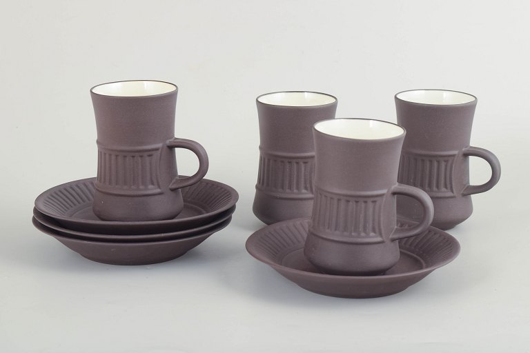 Jens Harald Quistgaard for Dansk Designs, set of 4 coffee cups with matching saucers.