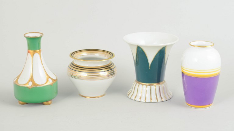Set of four German art deco vases.