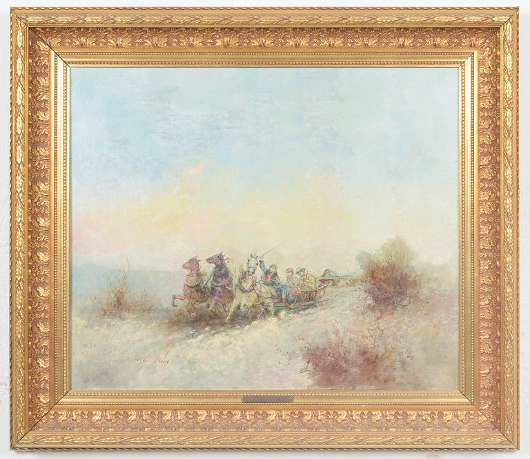 Fedor Maisky, oliemaleri på lærred, østrigsk kunstner.