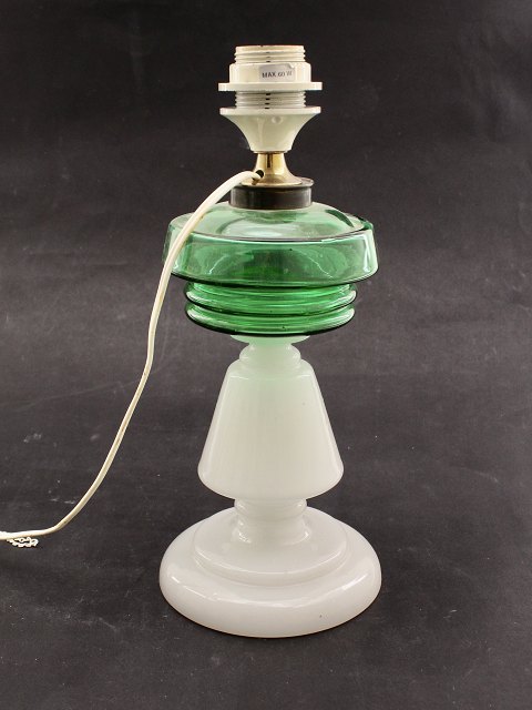 Opaline oil lamp with green container