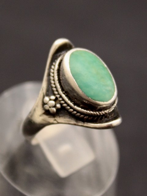 Sterling sølv ring med grøn sten