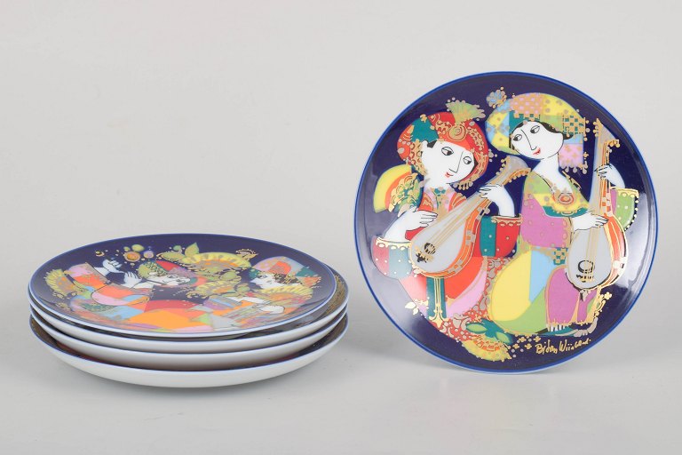 Bjørn Wiinblad for Rosenthal, set of five plates.