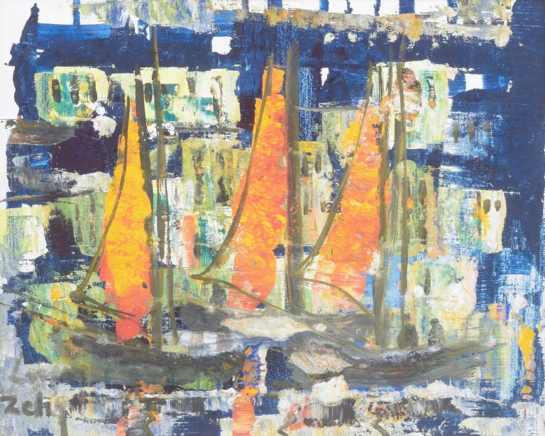 Louis Zelig, oil on board, listed Swedish artist.
